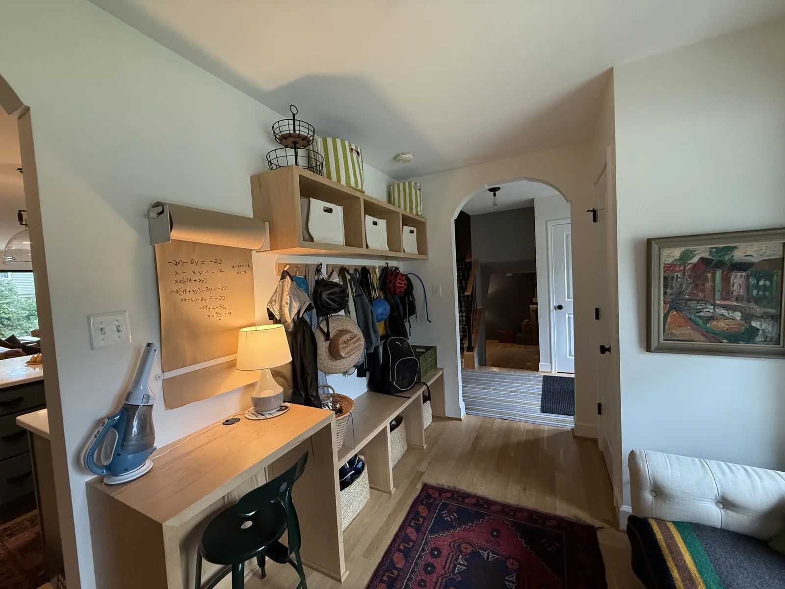 The Gathered Home built-in desk and cubby area