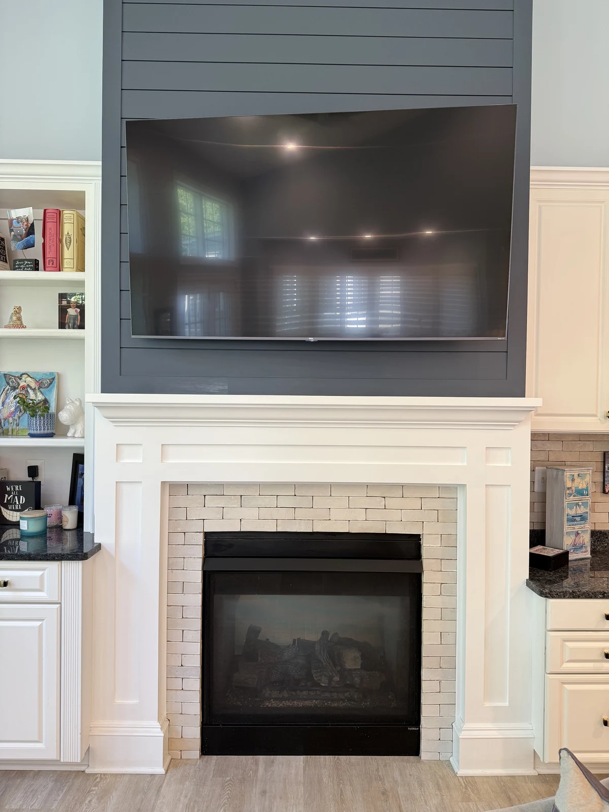 The Great Room Kitchen fireplace