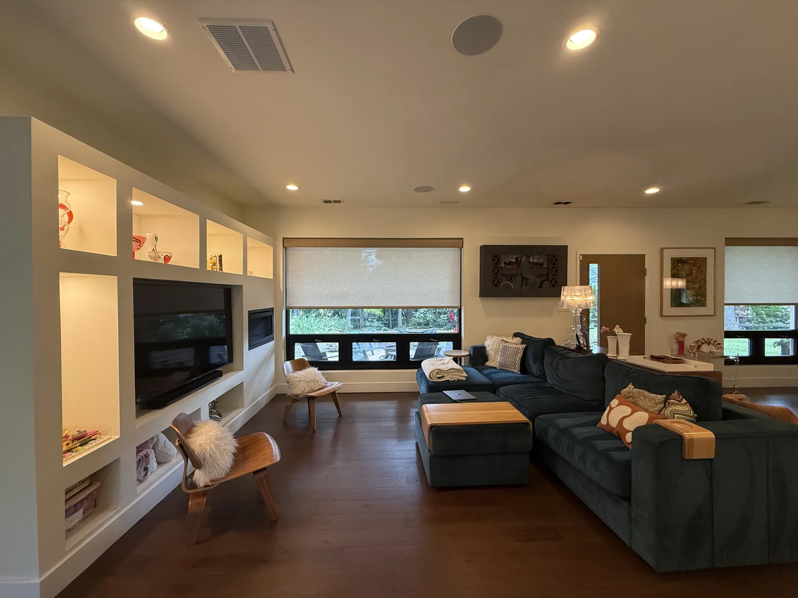 The Modern Transformation built-ins and fireplace