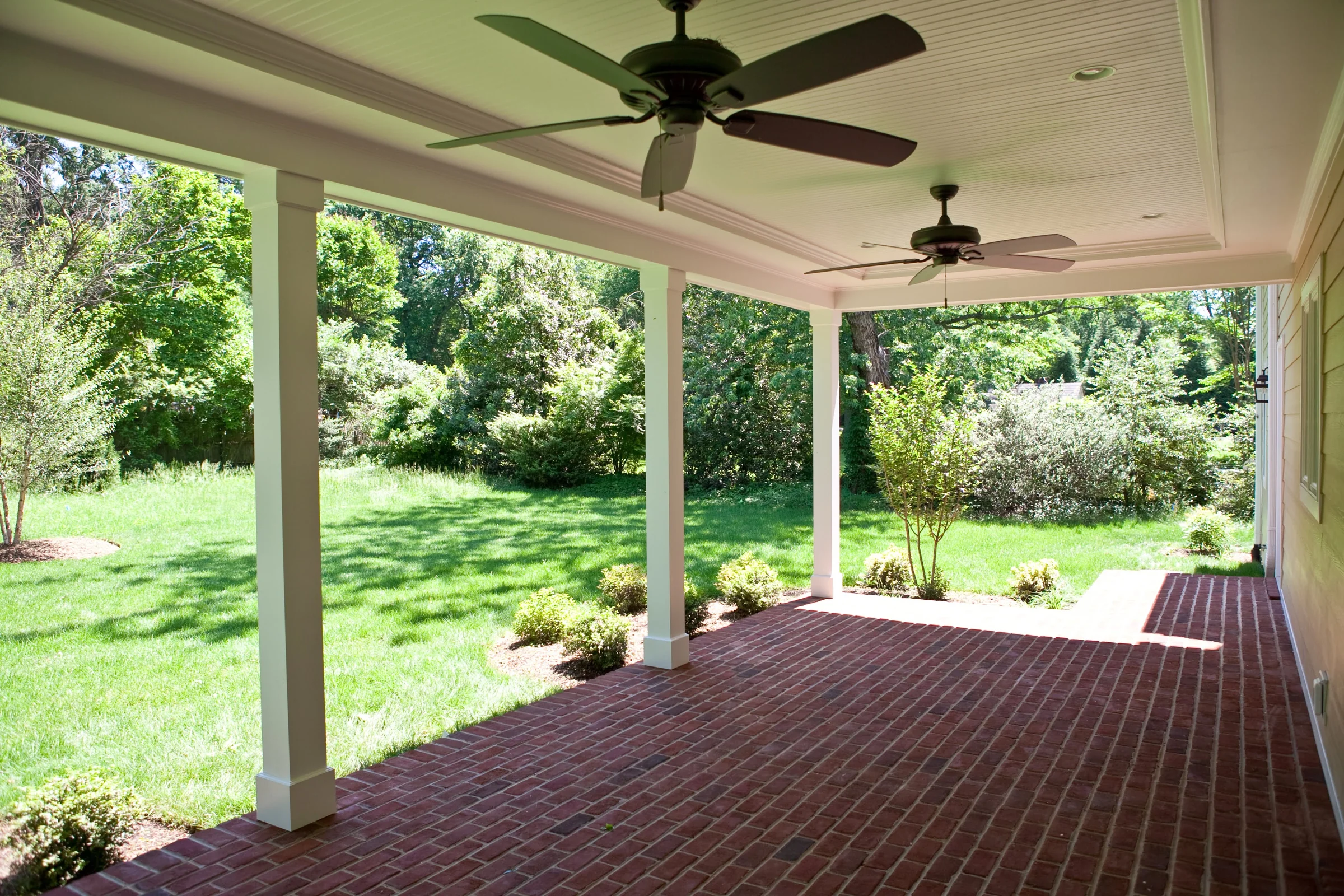 A New Northern Virginia Home covered outdoor living area