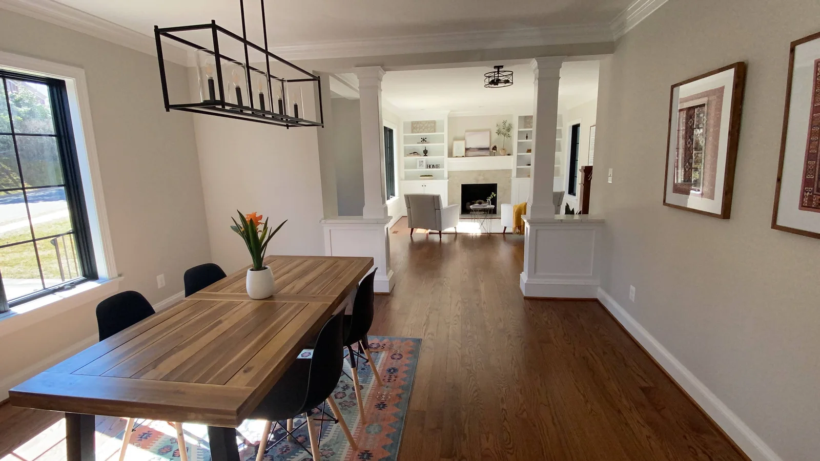 Three-Story Transformation dining and great room connection